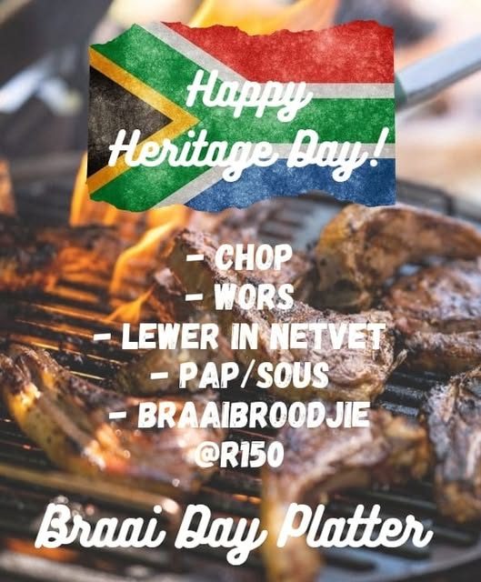 Heritage Day braai platter: chop, wors, lewer in netvet, pap en sous, braaibroodjie R150